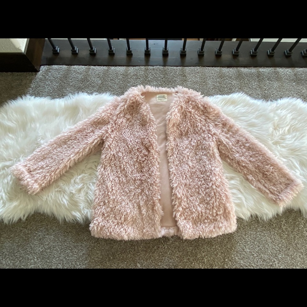 Light Pink Polyester Fur Jacket